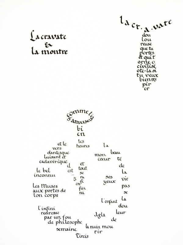 bernard vanmalle calligraphie les calligrammes d'Apollinaire