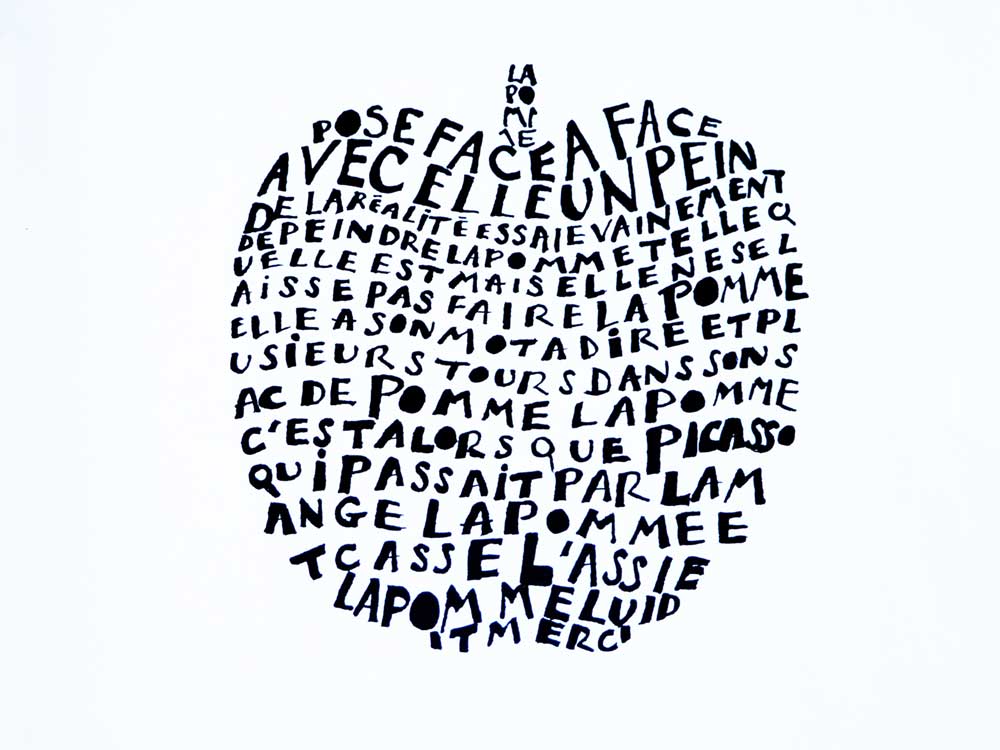 calligramme la pomme de Picasso