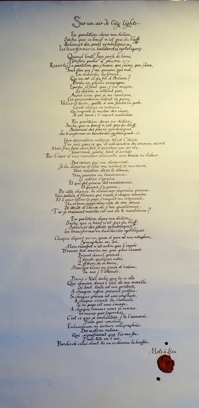 poème d'amour calligraphie