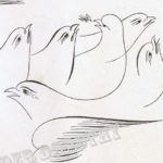 oiseaux calligraphie birds flourished à la plume à dessin et encre de chine